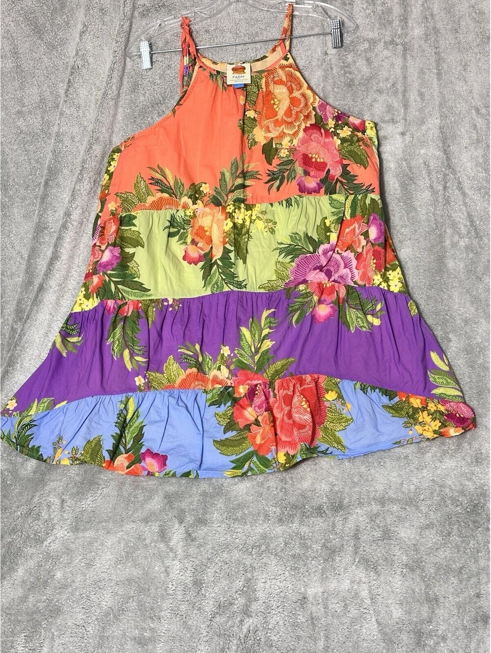 Farm Rio x Anthropologie Women’s Size Medium Halter Floral Tiered Mini Dress